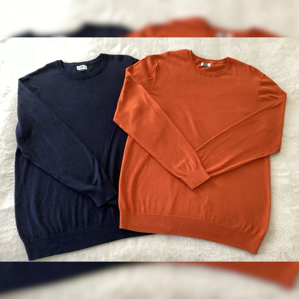 Old Navy Men’s XL Crew Neck Sweater Bundle — Navy & Orange | Fall Staples